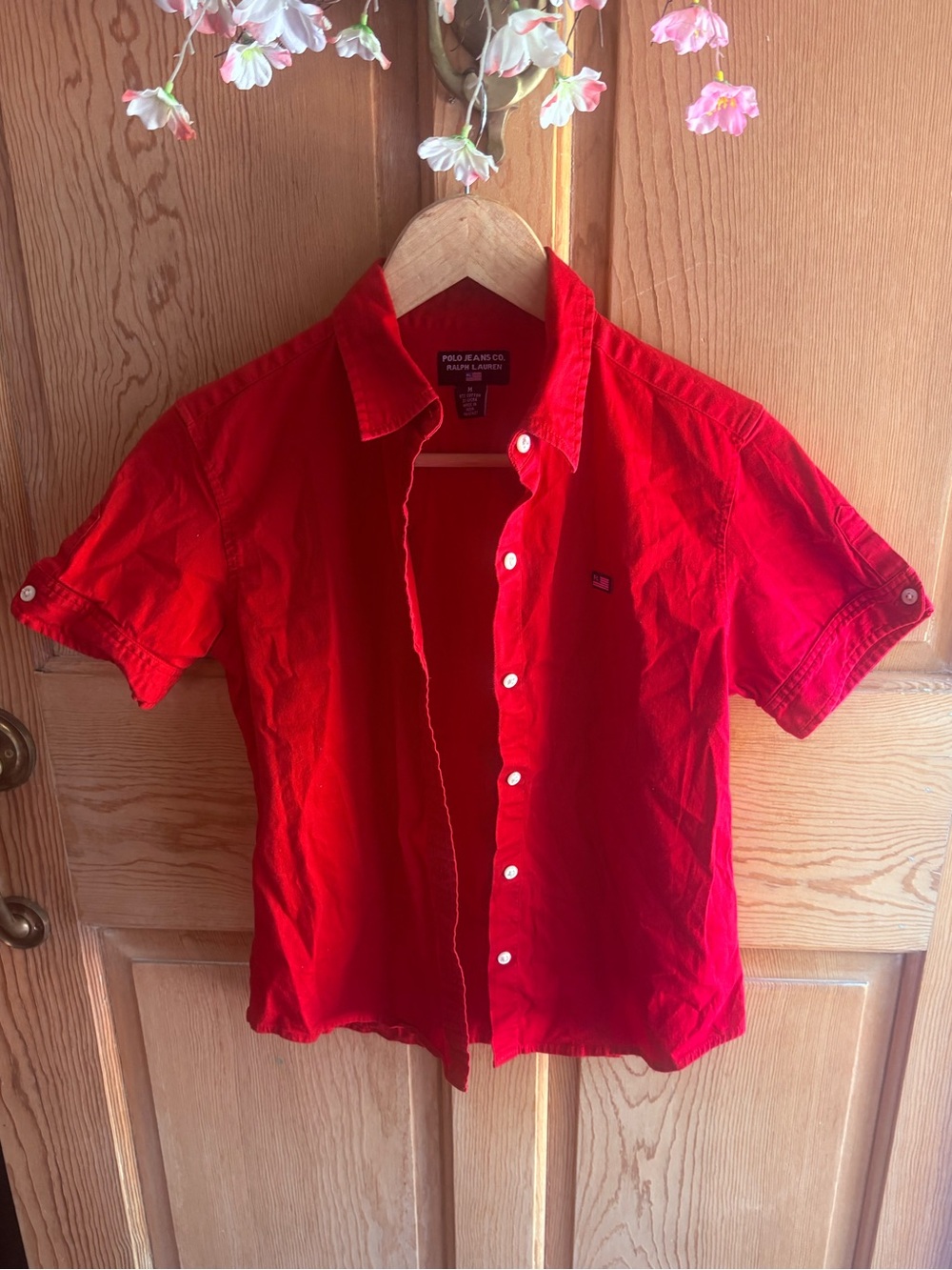 Polo by Ralph Lauren Bright Red Short-Sleeve Button-Down Shirt | Small to Medium
